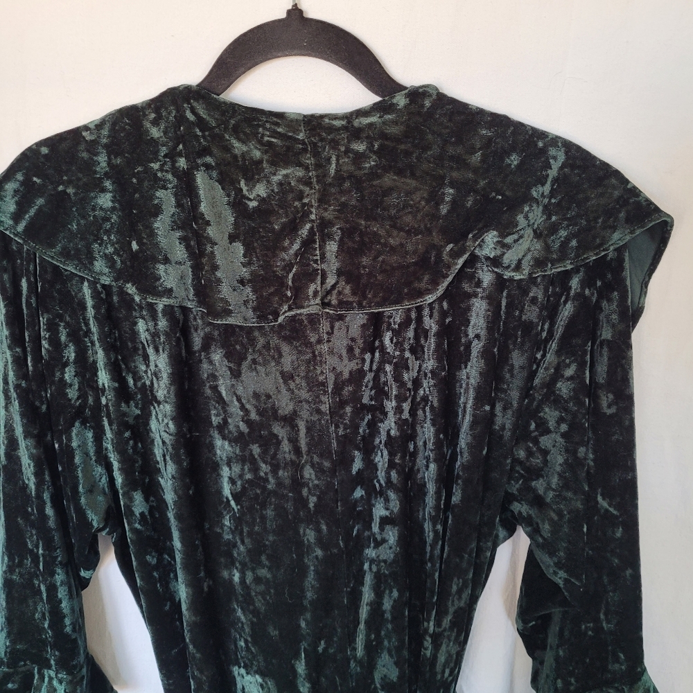 Victoria's Secret Robe Crushed Velvet Wrap Size M-L Emerald Green Moody - Picture 7 of 10